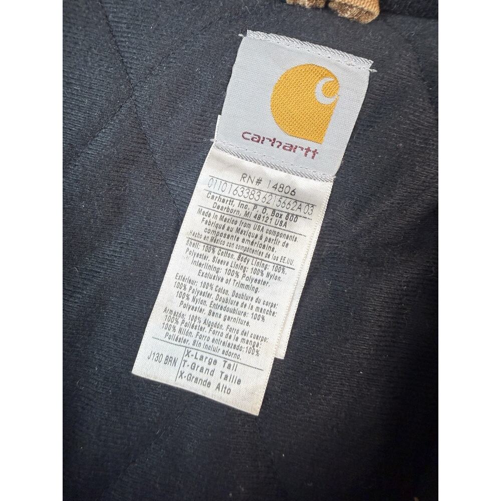 Carhartt J130 Brown Duck Active Jacket Hooded Quilt Lined Mens XLT USA Workwear - Picture 5 of 8